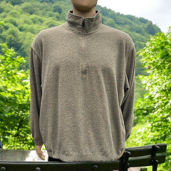 Croft & Barrow Sport Grayish Tan Quarter Zip Drop Shoulder Fleece Pullover - Picture 8 of 16